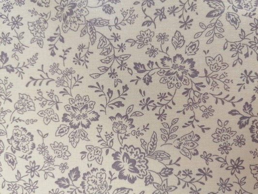 100% Cotton - Crafting & Quilting - Cream/Lilac - 44" Wide - Sold By The Metre