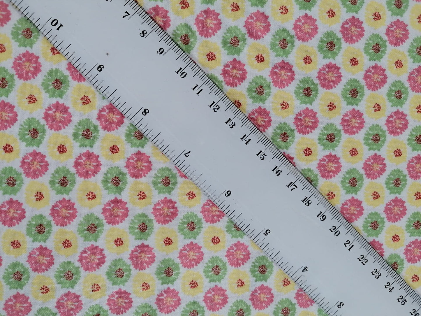 100% Cotton - Crafting & Quilting - Floral - Yellow/Pink/Green/White - 44" Wide - Sold By the Metre