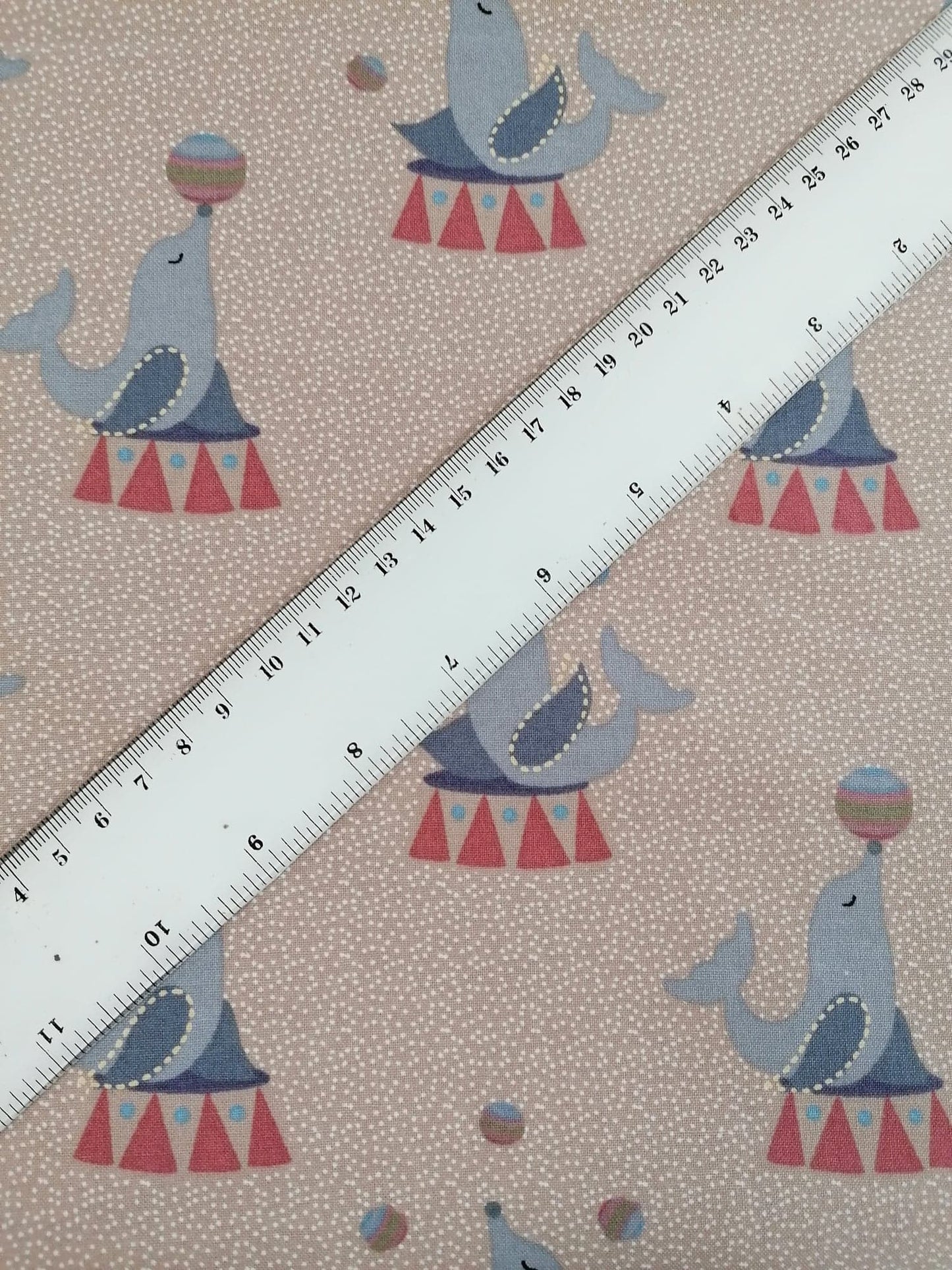 100% Cotton - Crafting & Quilting - Circus - Brown/Grey/Plum - 44" Wide - Sold By the Metre