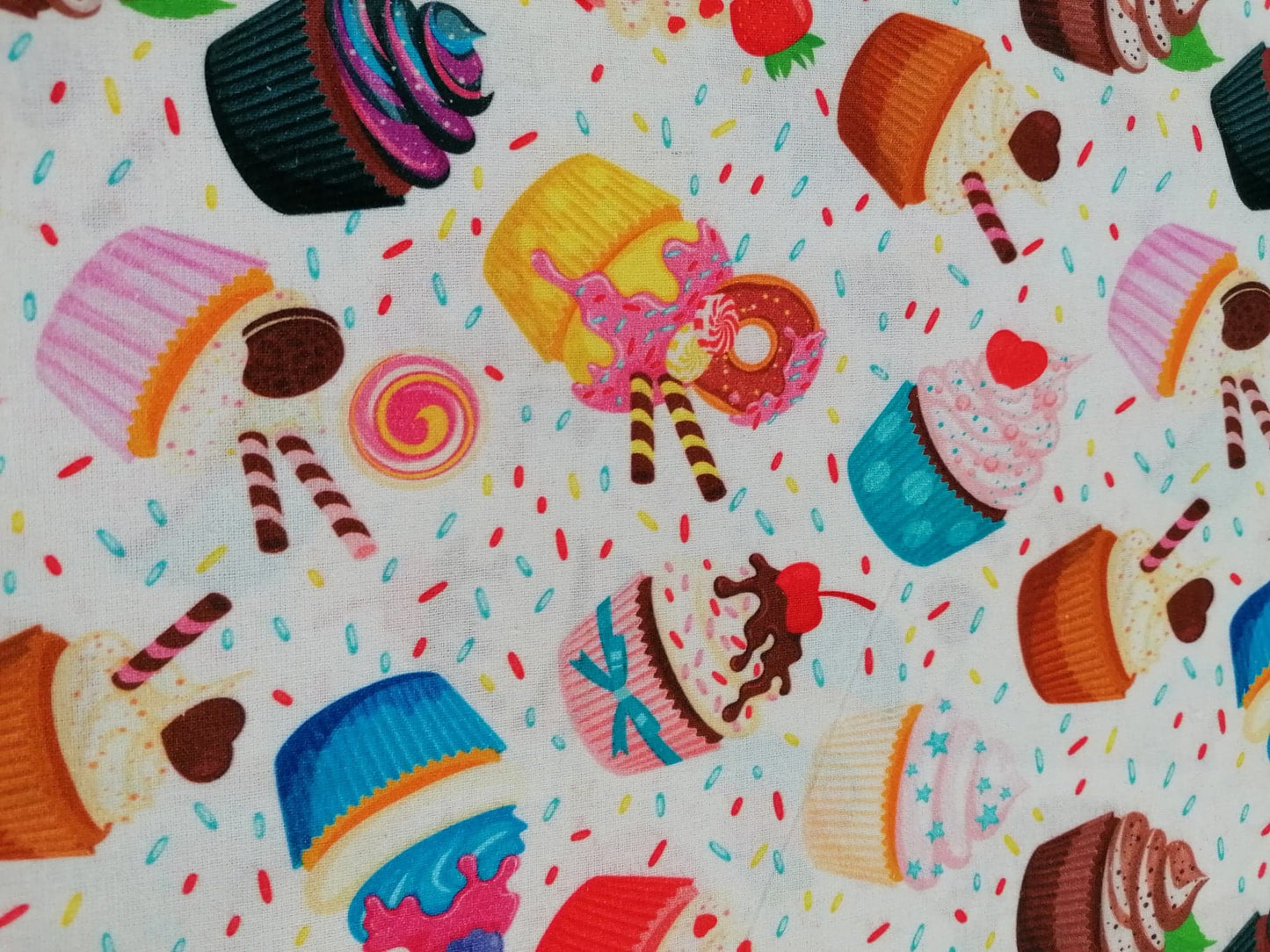100% Cotton - Crafting & Quilting - Cupcakes - Multicoloured - 44" Wide - Sold By the Metre