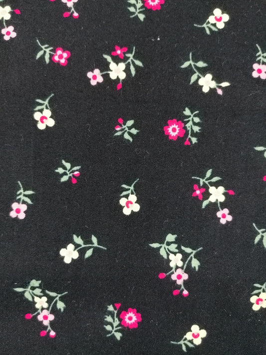 100% Cotton - Crafting & Quilting - Ditsy Floral - Navy/Pink/Yellow/Green - 44" Wide - Sold By the Metre