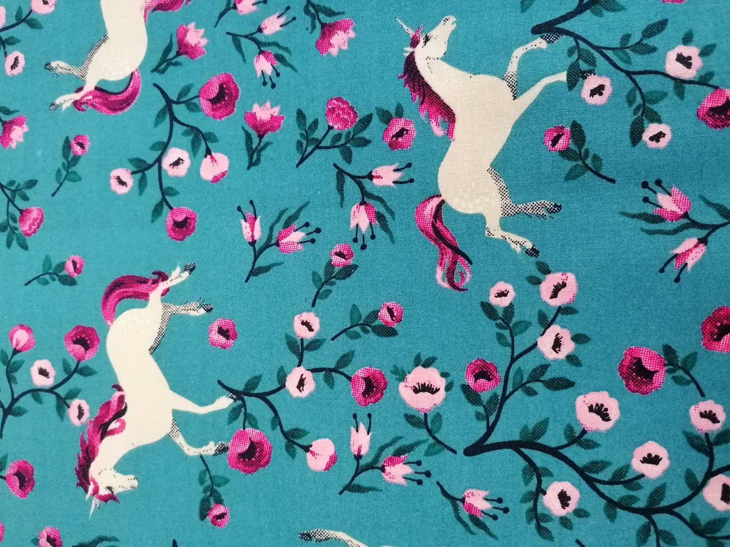 100% Cotton - Crafting & Quilting - Unicorns - Blue/Pink/Green - 44" Wide - Sold By the Metre