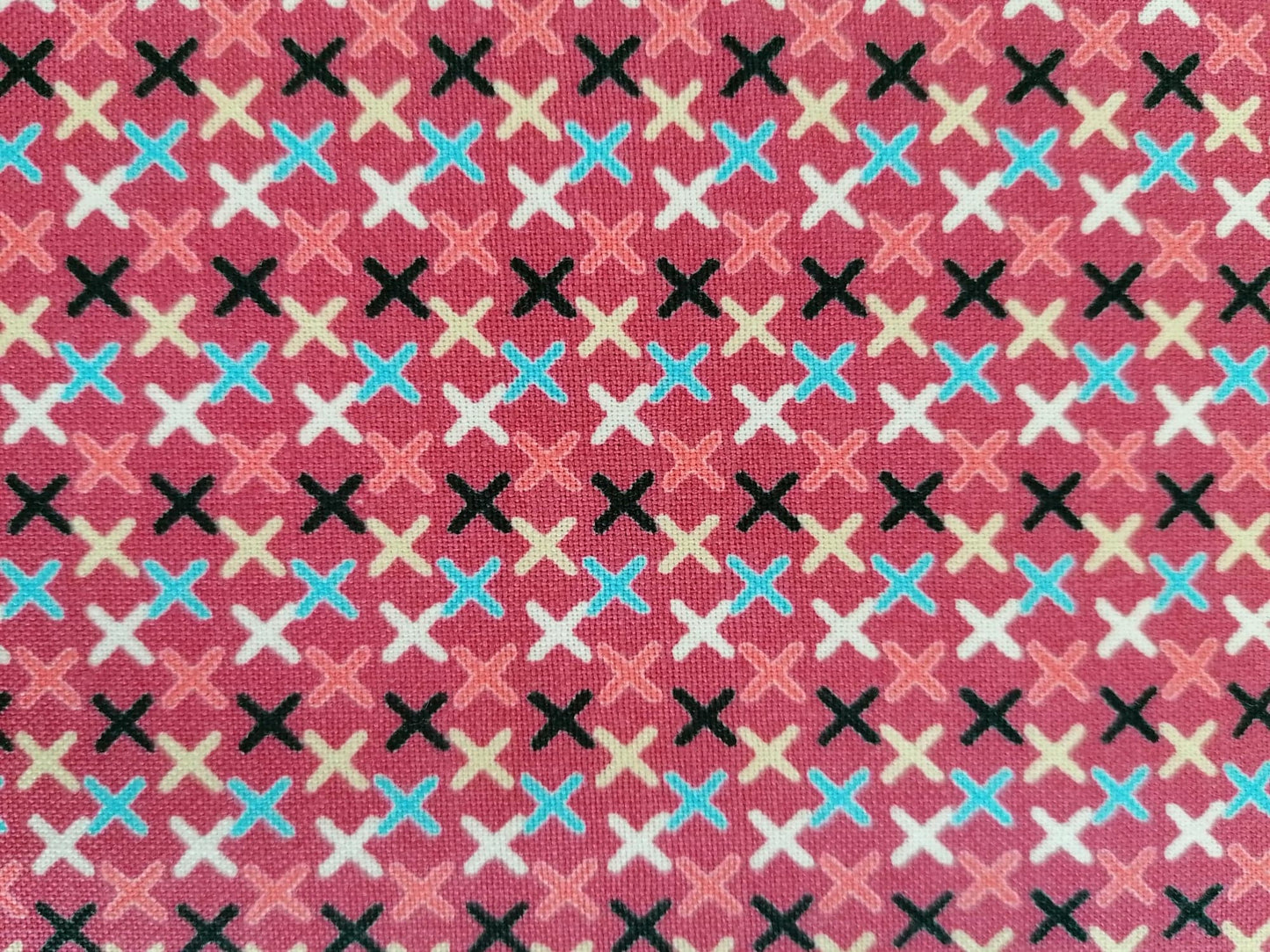 100% Cotton - Crafting & Quilting - Crosses - Pink/Blue/Yellow/Black - 44" Wide - Sold By the Metre