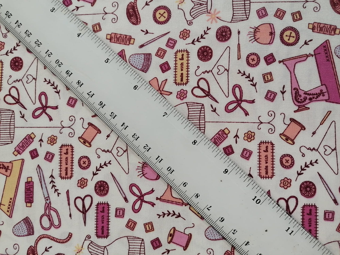 100% Cotton - Crafting & Quilting - Dressmaking - White/Pink/Yellow - 44" Wide - Sold By the Metre