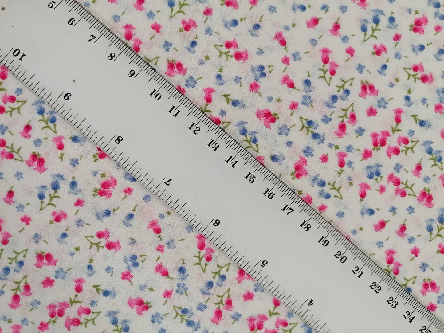 100% Cotton - Crafting & Quilting - Ditsy Floral - White/Pink/Blue - 44" Wide - Sold By the Metre