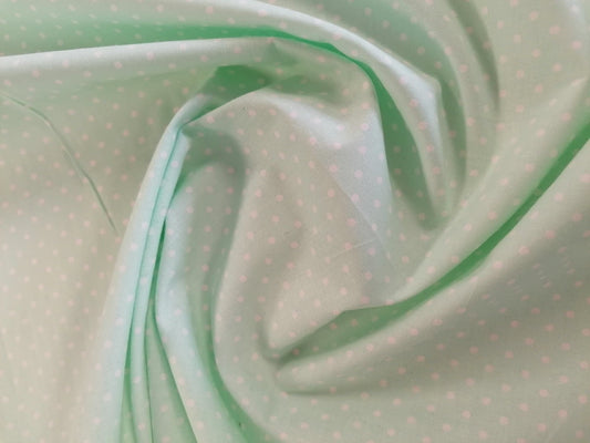 Cotton Poplin - Spot - Mint Green - 42" Wide - Sold By the Metre