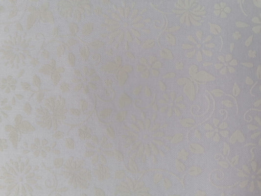 100% Cotton - Crafting & Quilting -  Des 101 - Cream on White - 44" Wide - Sold By the Metre