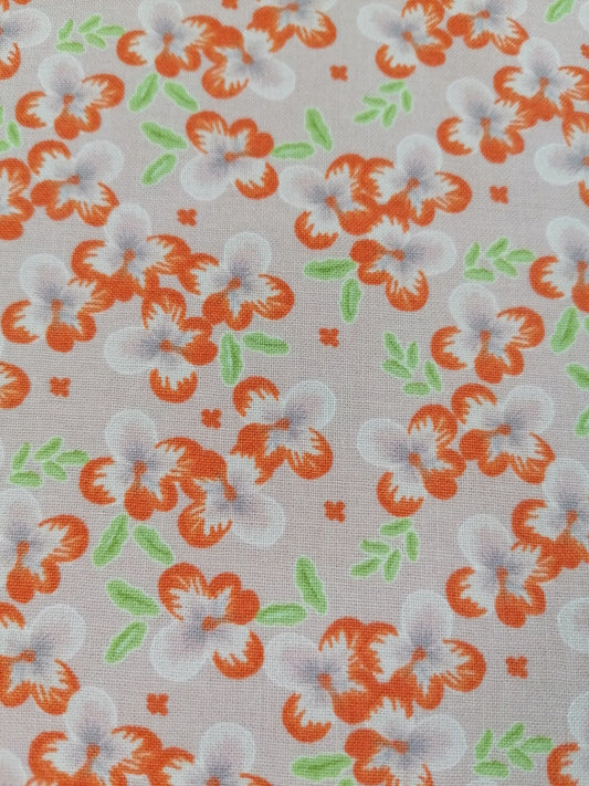 100% Cotton - Crafting & Quilting - Dusty Pink/Orange/Green - 44" Wide - Sold By the Metre