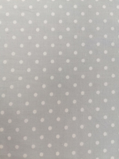 Cotton Poplin - Spot - Silver Grey - 42" Wide - Sold By the Metre