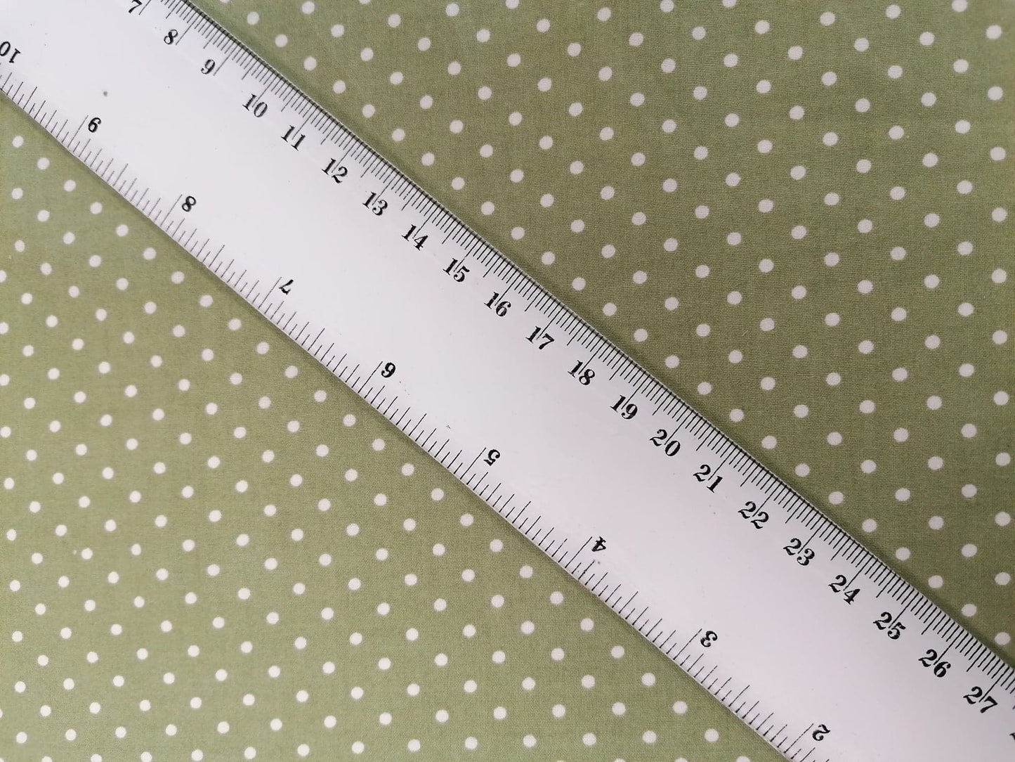 Cotton Poplin - Spot - Sage - 42" Wide - Sold By the Metre