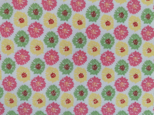 100% Cotton - Crafting & Quilting - Floral - Yellow/Pink/Green/White - 44" Wide - Sold By the Metre