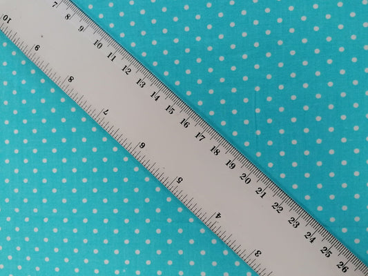 Cotton Poplin - Spot - Baby Blue - 42" Wide - Sold By the Metre