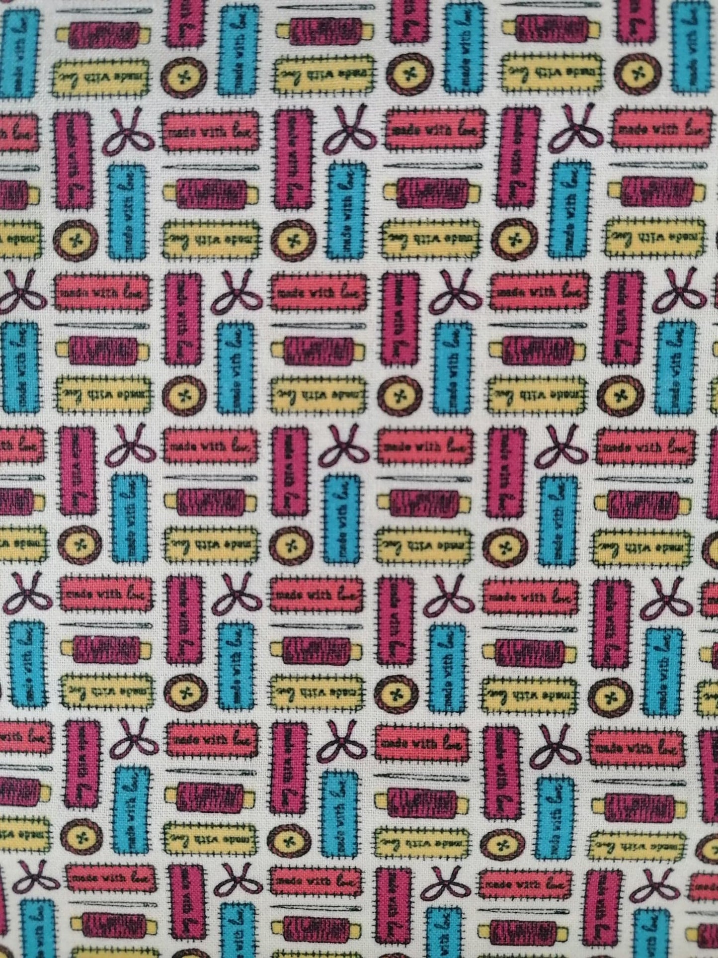 100% Cotton - Crafting & Quilting - Dressmaking - Pink/Blue/Yellow - 44" Wide - Sold By the Metre