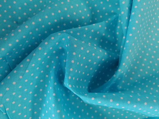 Cotton Poplin - Spot - Baby Blue - 42" Wide - Sold By the Metre