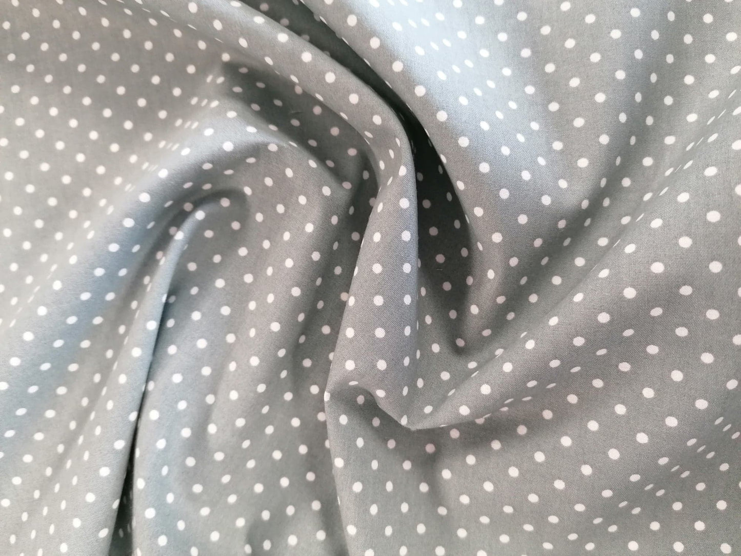 Cotton Poplin - Spot - Grey - 42" Wide - Sold By the Metre