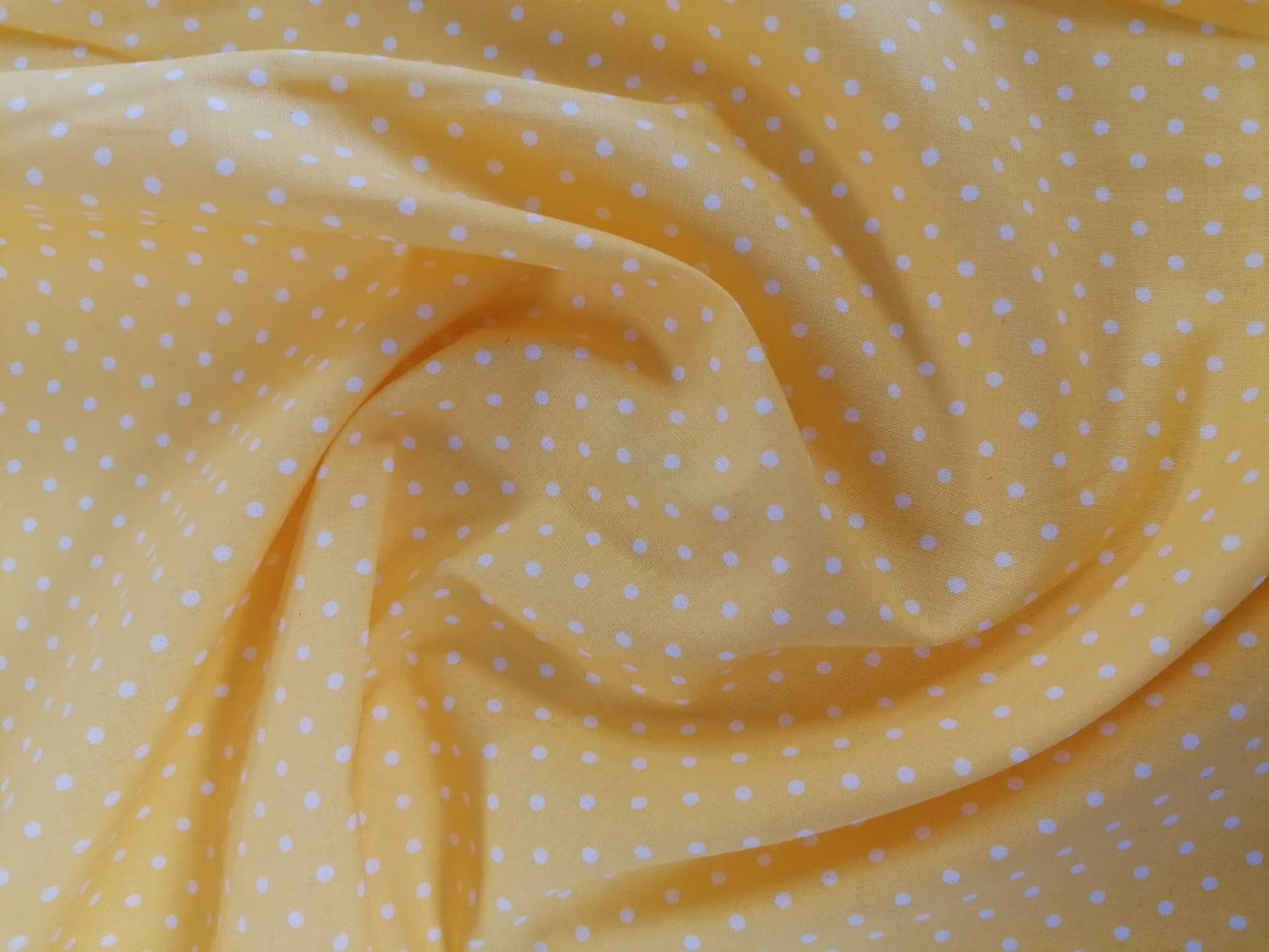 Cotton Poplin - Spot - Yellow - 42" Wide - Sold By the Metre