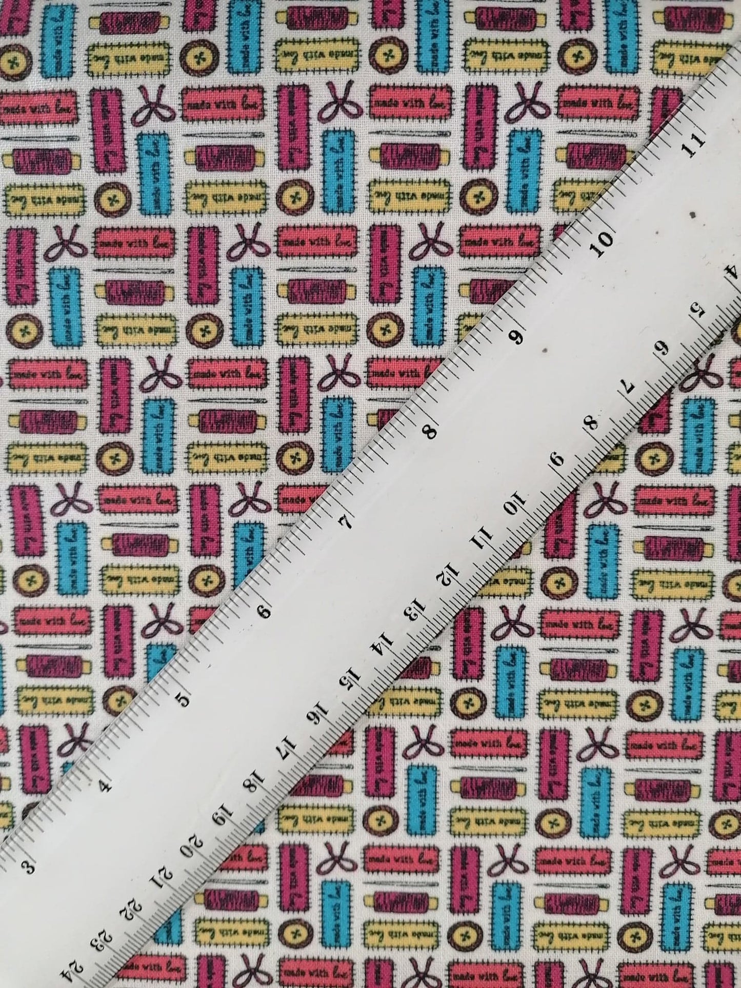 100% Cotton - Crafting & Quilting - Dressmaking - Pink/Blue/Yellow - 44" Wide - Sold By the Metre