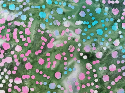 100% Cotton - Crafting & Quilting - Green/Pink/Blue - 44" Wide - Sold By the Metre