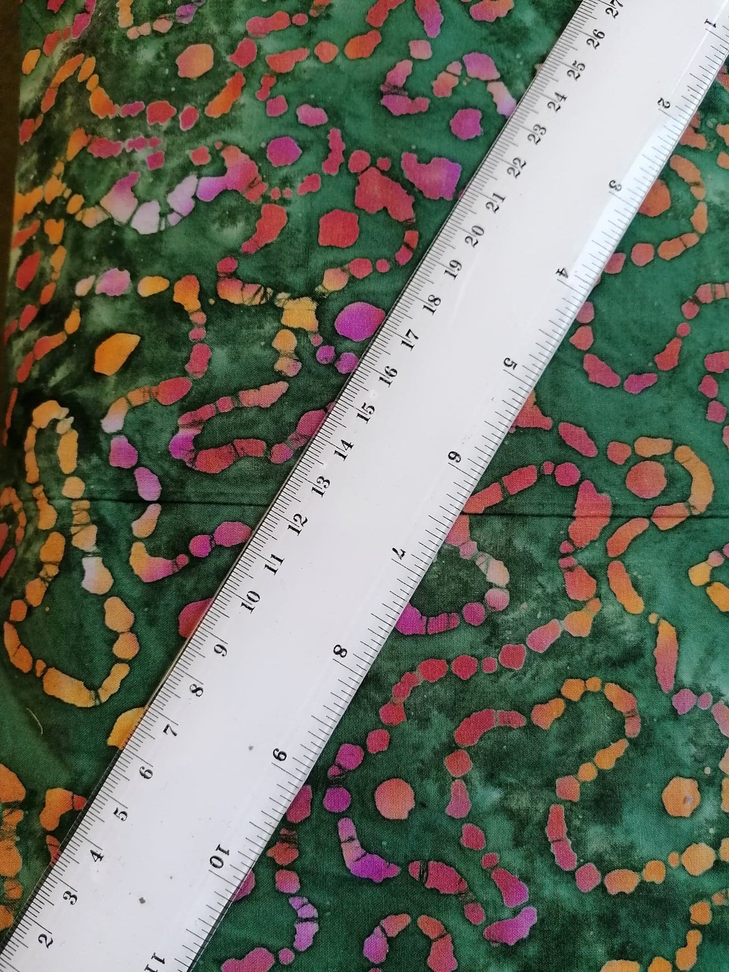 100% Cotton - Crafting & Quilting - Green/Orange/Pink - 44" Wide - Sold By the Metre