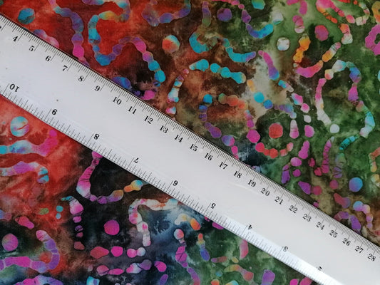 100% Cotton - Crafting & Quilting - Khaki/Orange/Blue - 44" Wide - Sold By the Metre