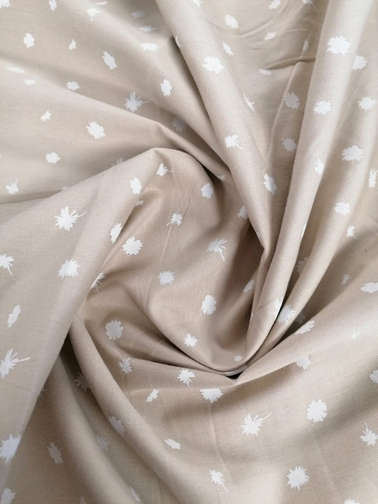 Printed Cotton Twill - Beige - 58" Wide - Sold By the Metre