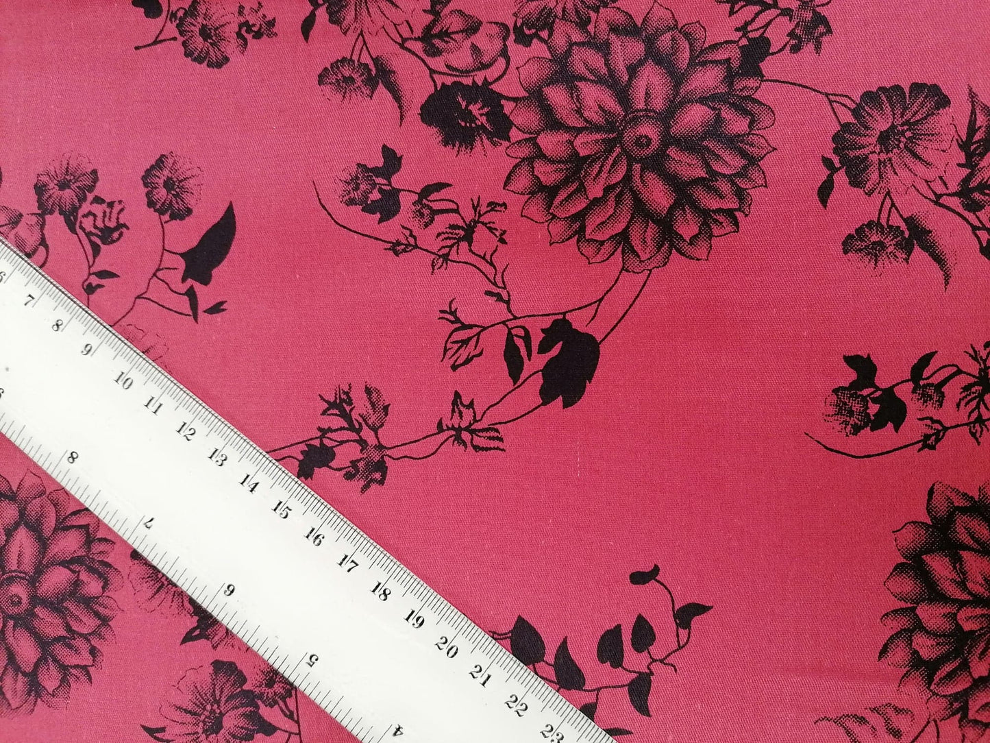 Printed Cotton Twill - Floral - Plum/Black - 58" Wide - Sold By the Metre