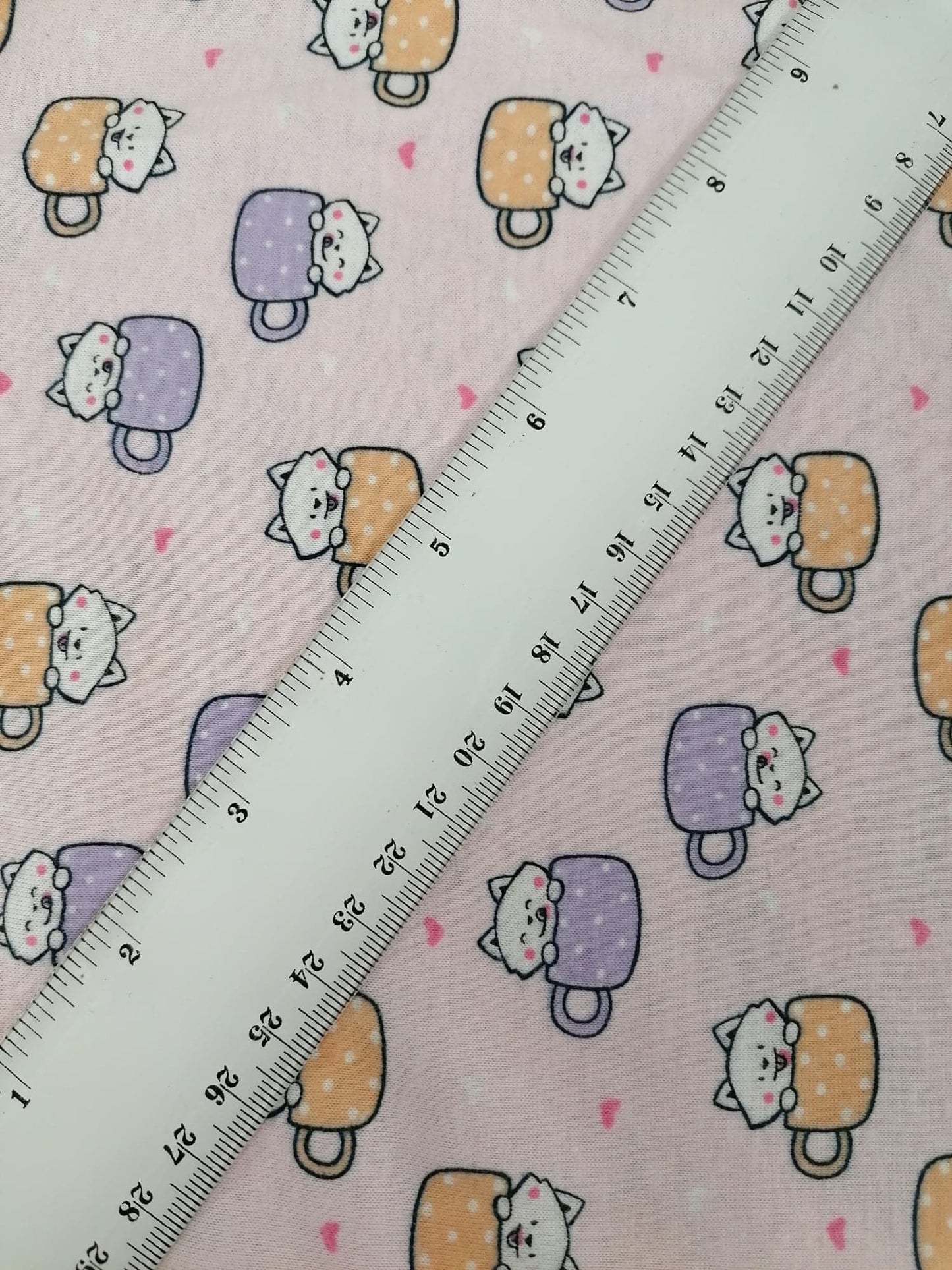 Printed Cotton Jersey - Teacups - Pink/Lilac/Orange - 58" Wide - Sold By the Metre