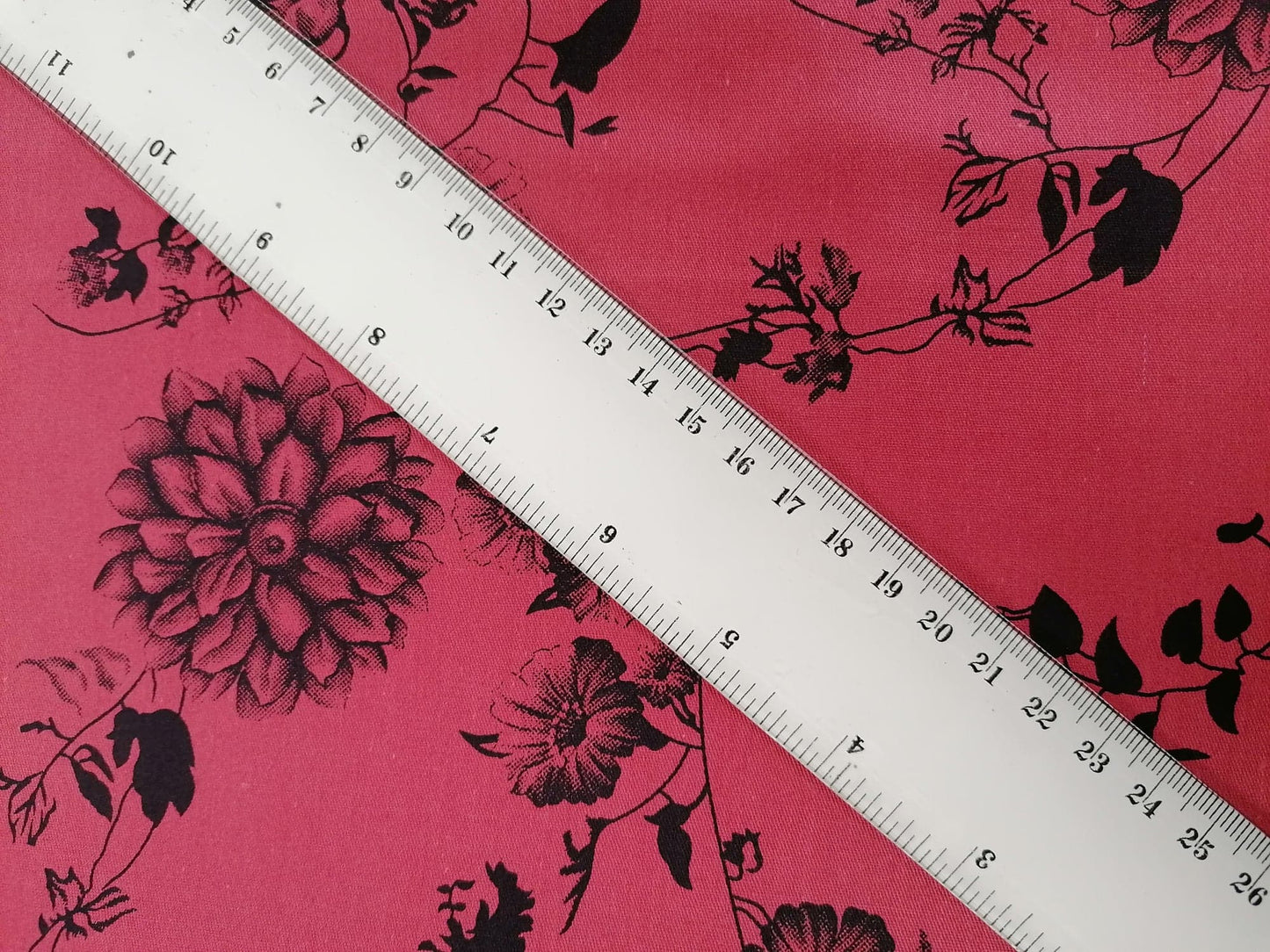 Printed Cotton Twill - Floral - Plum/Black - 58" Wide - Sold By the Metre