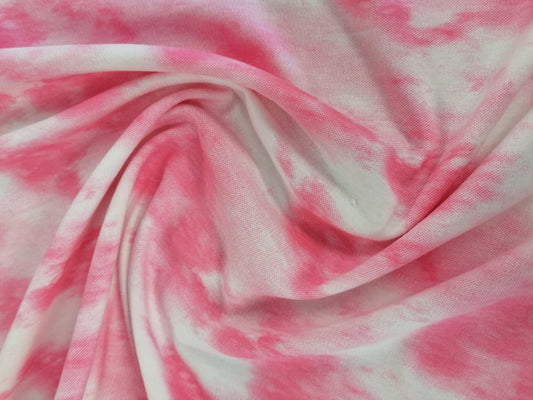 Printed Cotton Jersey - Pink/White - 58" Wide - Sold By the Metre