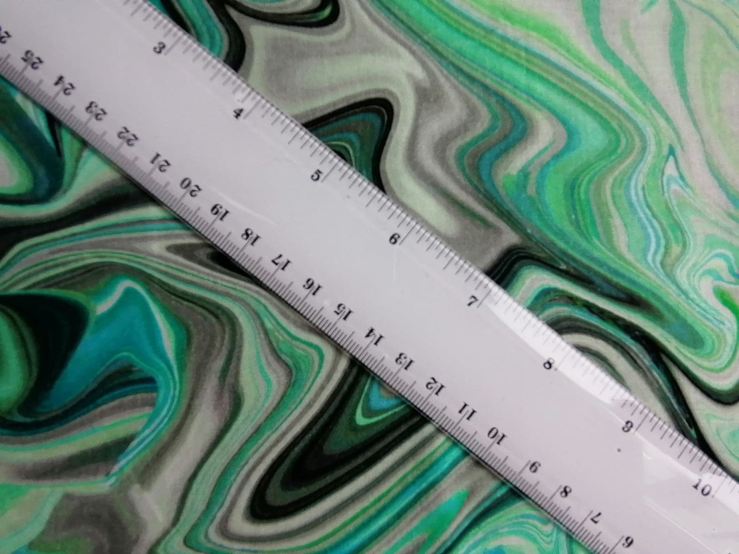 100% Cotton - Quilting and Crafting - Green/Turquoise/Grey/Cream - 44" Wide - Sold By the Metre