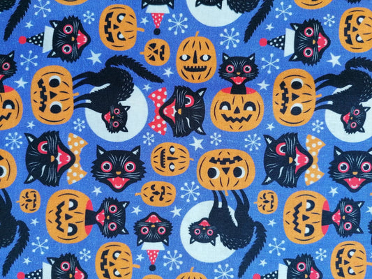 100% Cotton - Quilting and Crafting - Halloween - Purple/Black/Orange - 44" Wide - Sold By the Metre