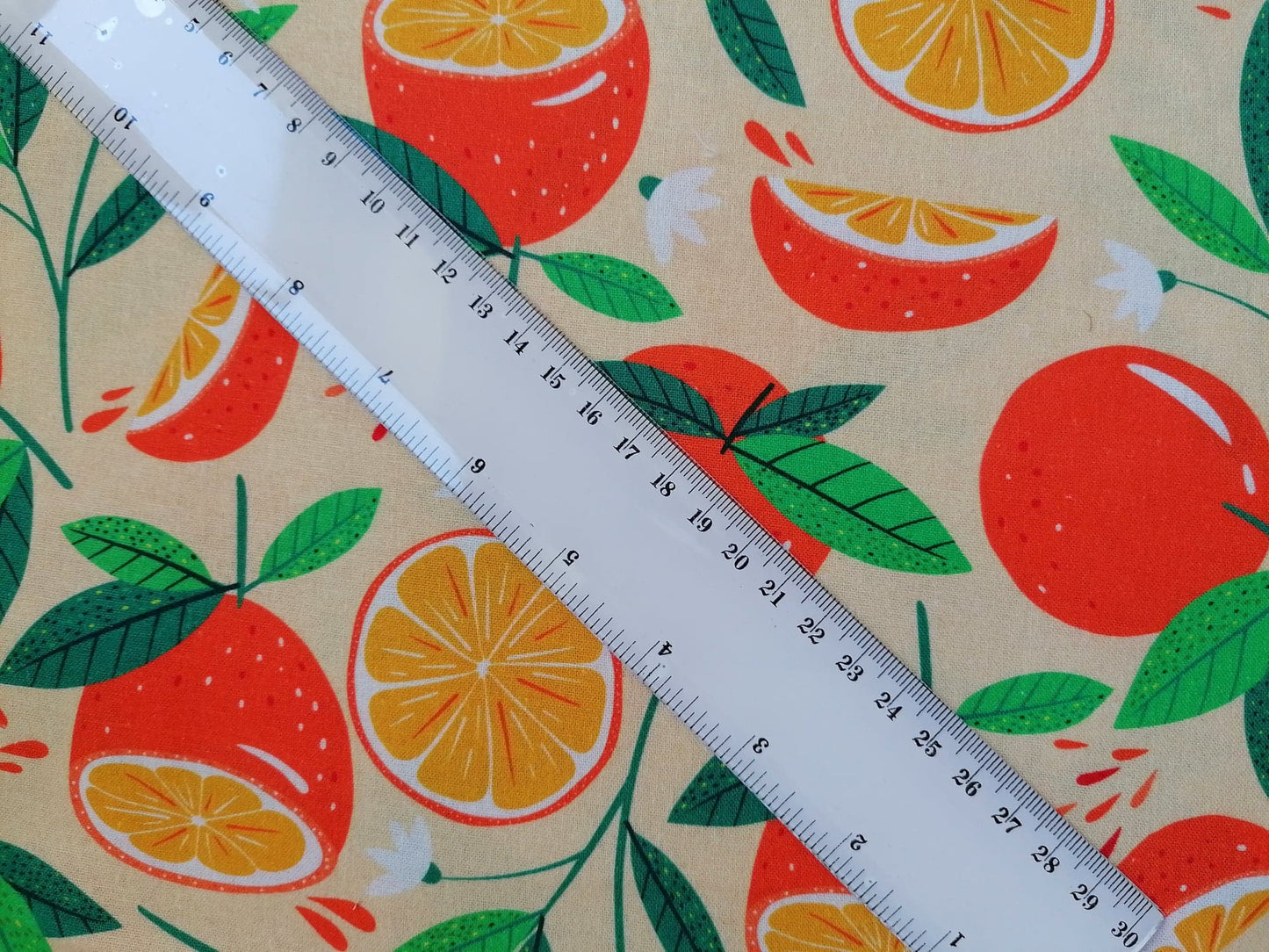 100% Cotton - Quilting and Crafting - Oranges - Green/Orange - 60" Wide - Sold By the Metre