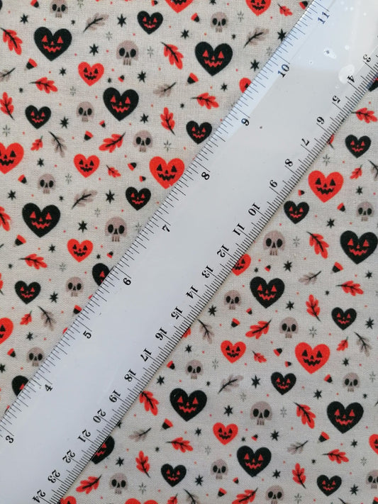 100% Cotton - Quilting and Crafting - Halloween - Cream/Orange/Black - 44" Wide - Sold By the Metre