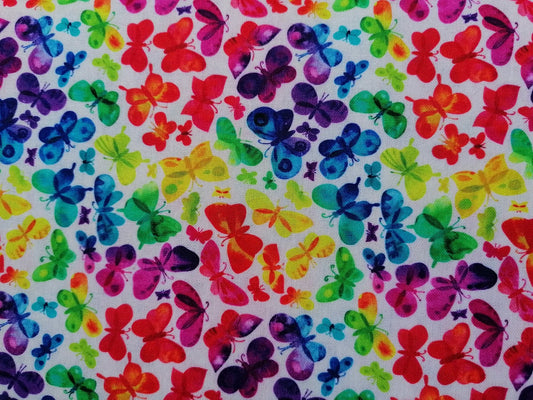 100% Cotton - Quilting and Crafting - Butterflies Multicoloured - 60" Wide - Sold By the Metre