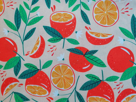 100% Cotton - Quilting and Crafting - Oranges - Green/Orange - 60" Wide - Sold By the Metre