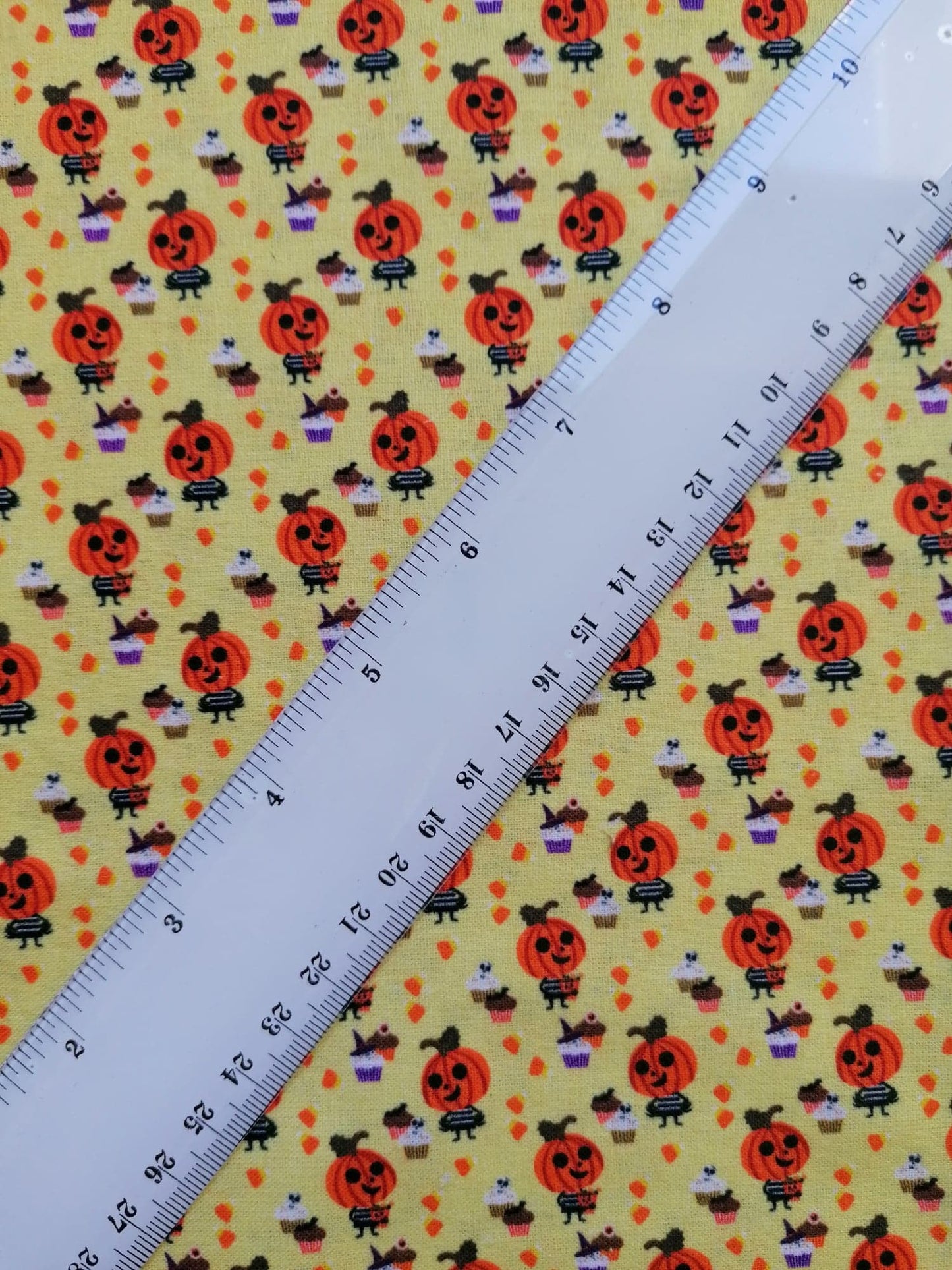 100% Cotton - Quilting and Crafting - Halloween - Yellow/Orange - 44" Wide - Sold By the Metre