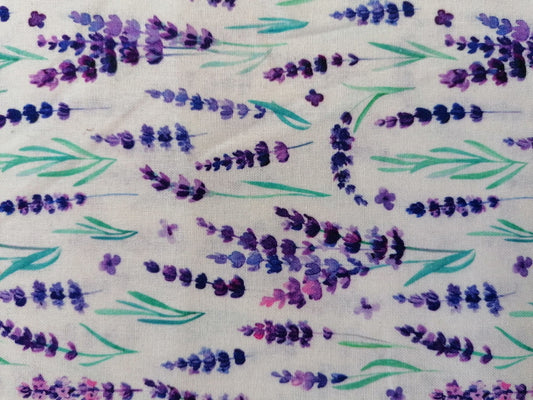 100% Cotton - Quilting and Crafting - Floral - Teal/Purple/Cream - 60" Wide - Sold By the Metre