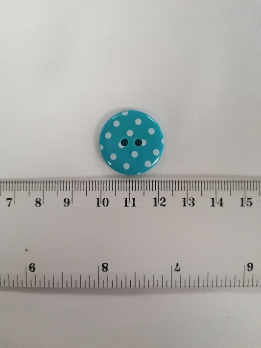 Polka Dot Buttons - Teal/White