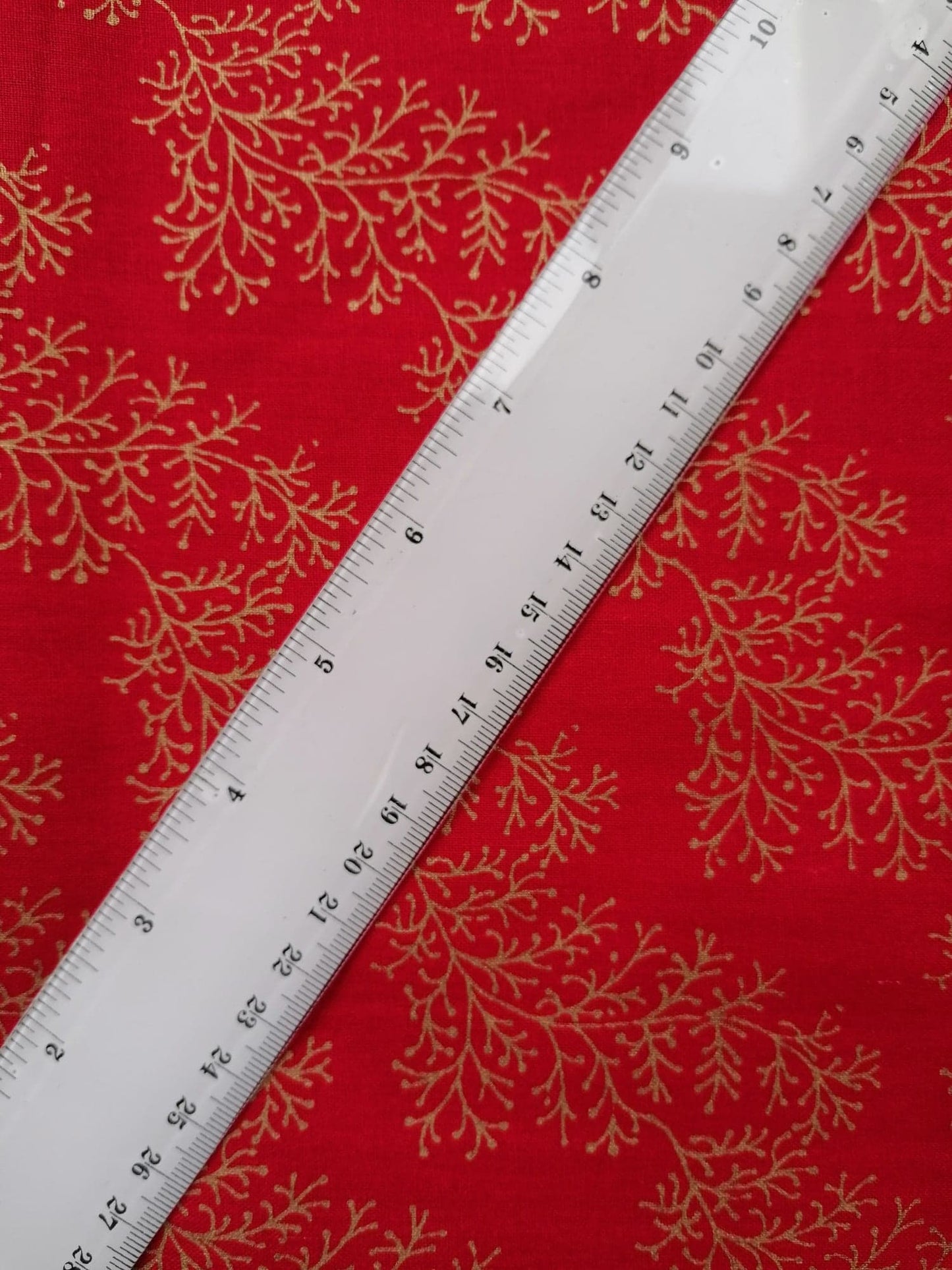 100% Cotton - Quilting and Crafting - Christmas - Red/Gold - 44" Wide - Sold By the Metre