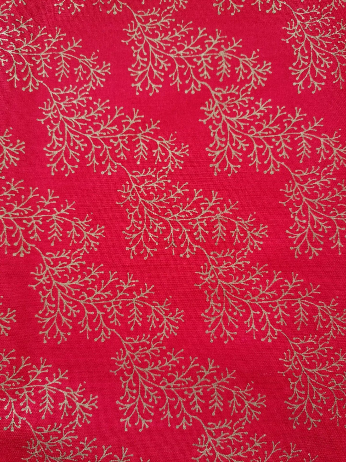 100% Cotton - Quilting and Crafting - Christmas - Red/Gold - 44" Wide - Sold By the Metre