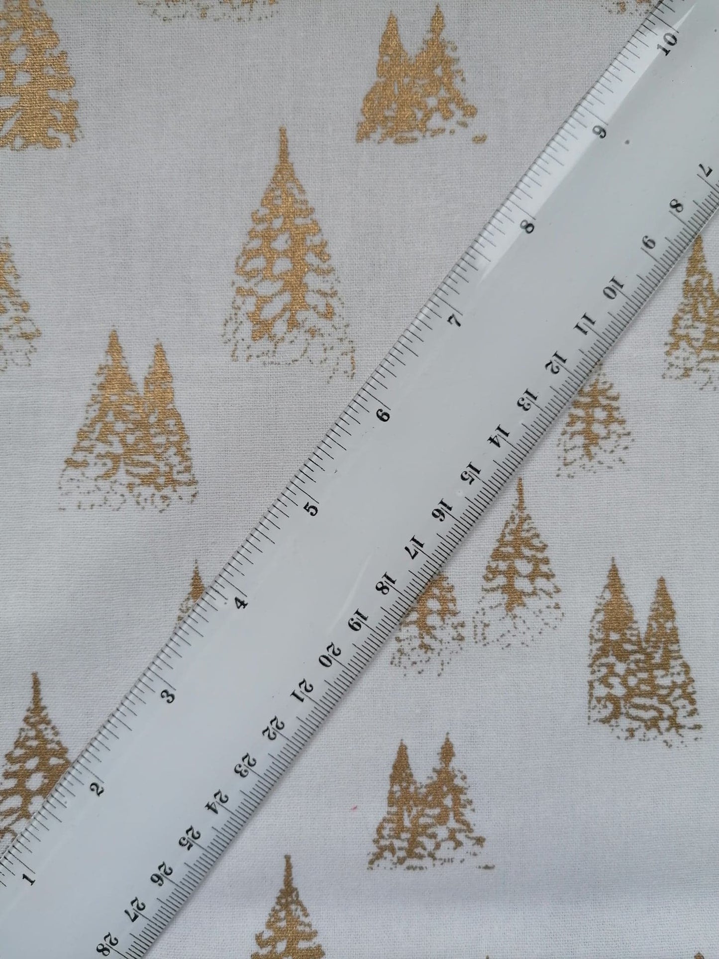 100% Cotton - Quilting and Crafting - Christmas - White/Gold - 44" Wide - Sold By the Metre