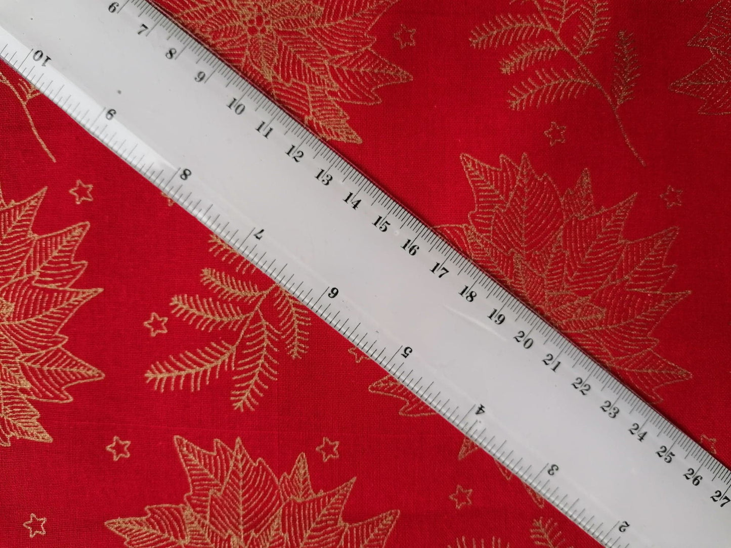 100% Cotton - Quilting and Crafting - Christmas - Red/Gold - 44" Wide - Sold By the Metre