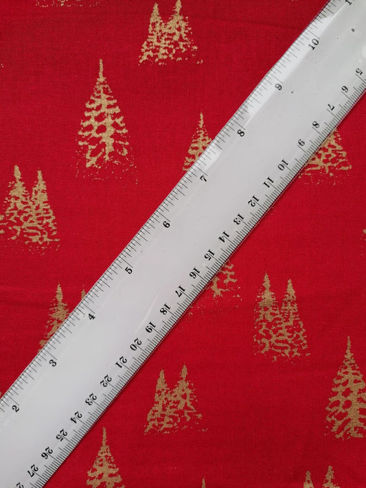 100% Cotton - Quilting and Crafting - Christmas - Red/Gold - 44" Wide - Sold By the Metre