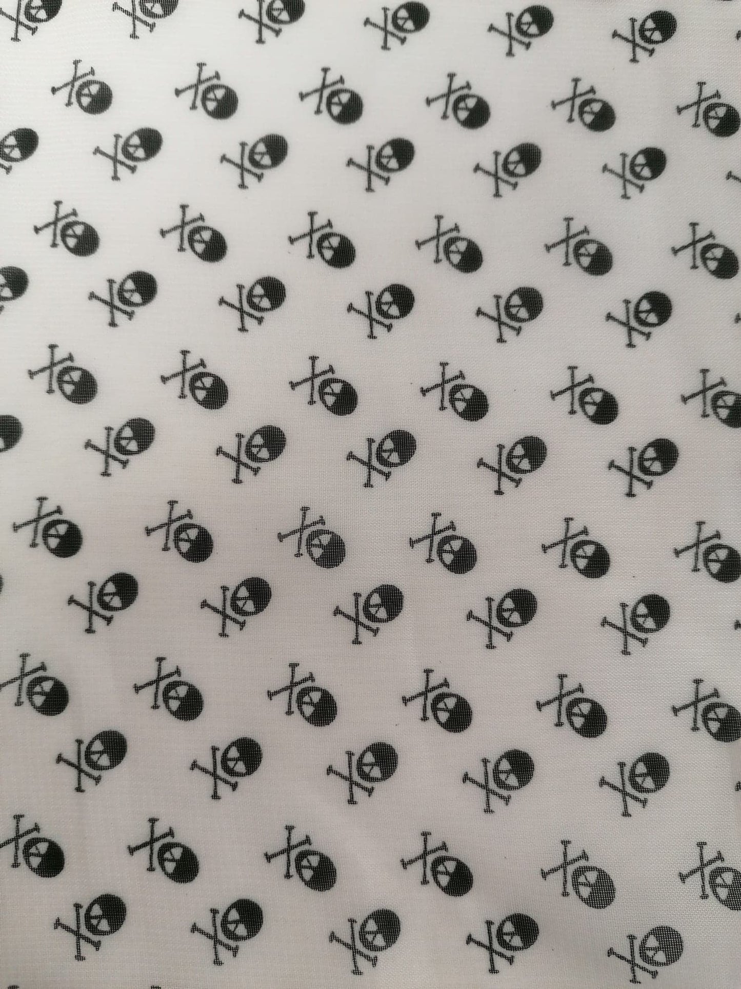 Chiffon - Skulls - Black/Cream  - 58" Wide - Sold By the Metre