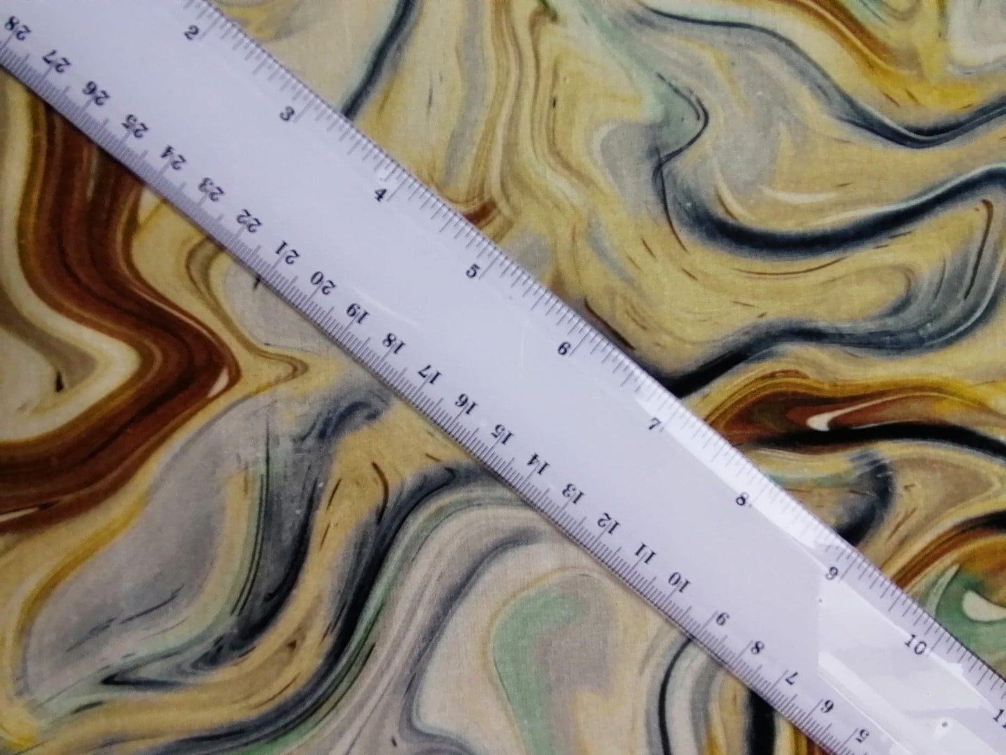 100% Cotton - Quilting and Crafting - Brown/Yellow/Blue/Cream - 44" Wide - Sold By the Metre