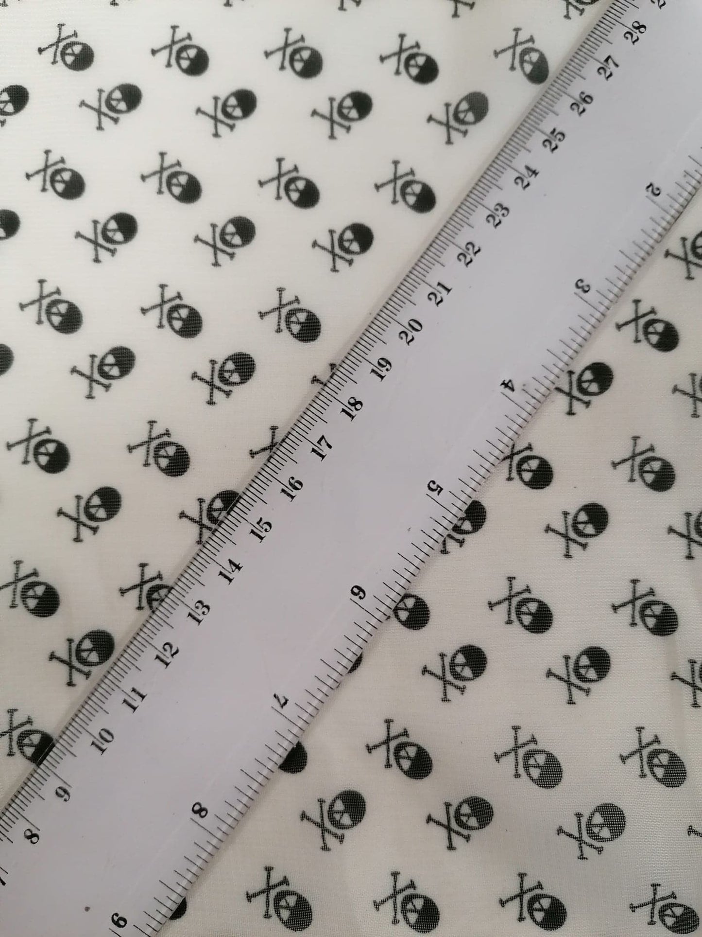 Chiffon - Skulls - Black/Cream  - 58" Wide - Sold By the Metre