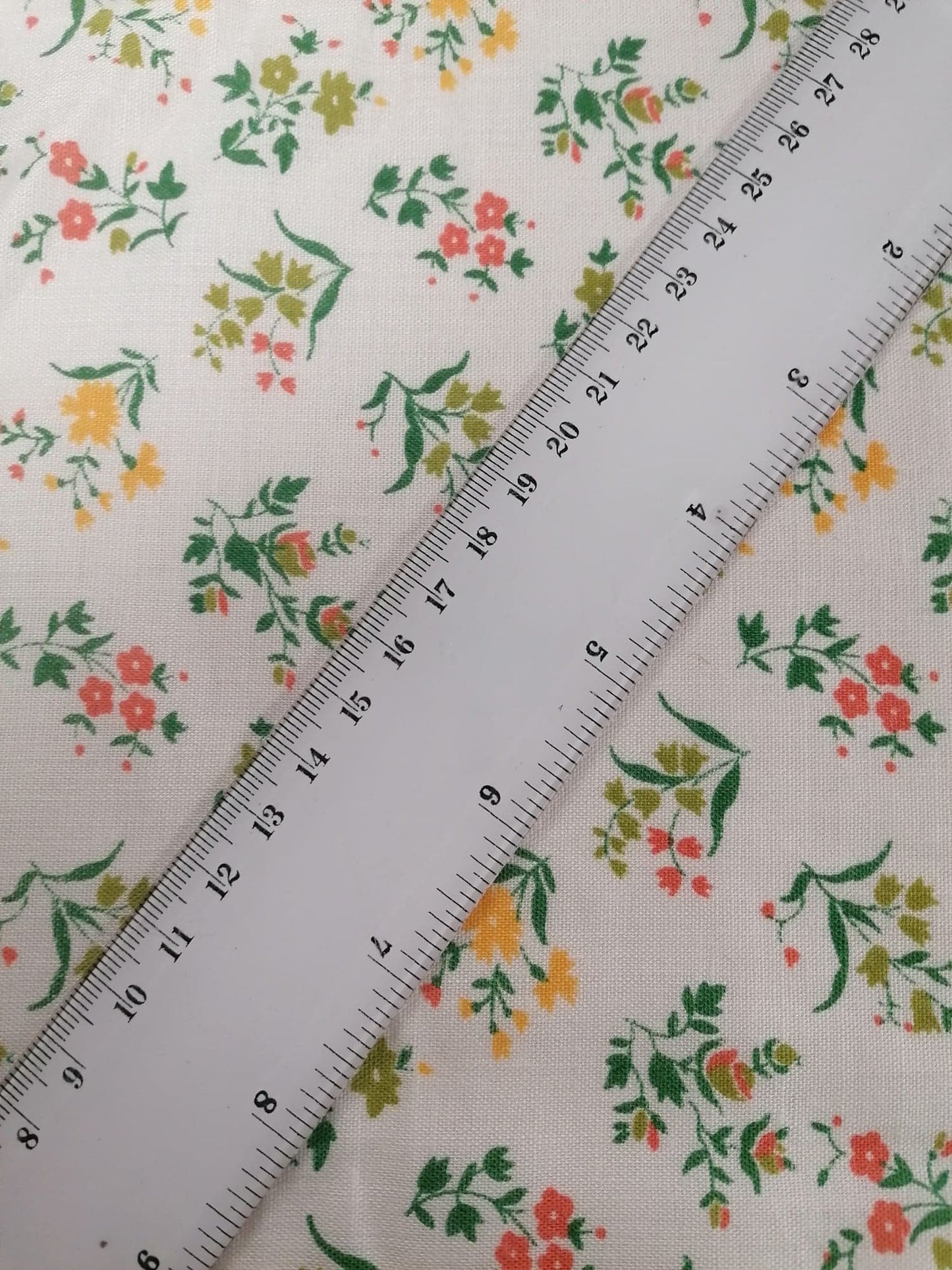 Vintage Cotton - Cream/Yellow/Green - 32" Wide - Sold By the Metre