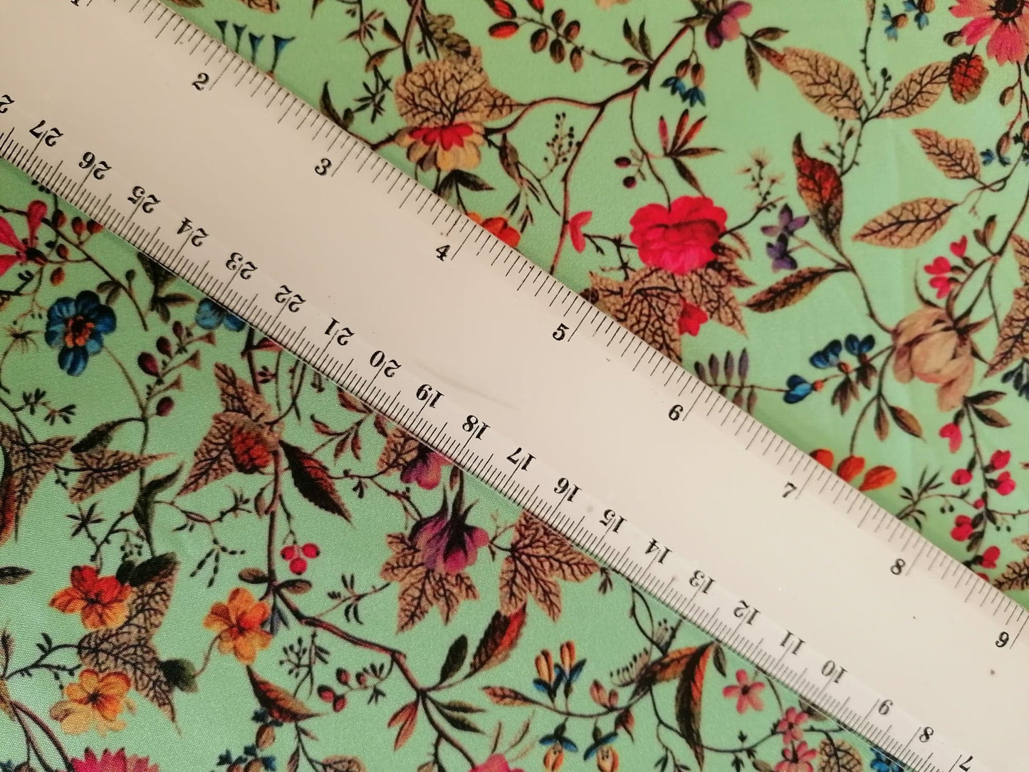 Crepe de Chine - Digital Print - Green/Pink/Orange/Blue - 45" Wide - Sold By the Metre