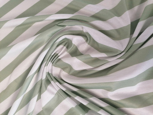 Spun Poly Jersey - Green/White - 60" Wide - Sold By the Metre