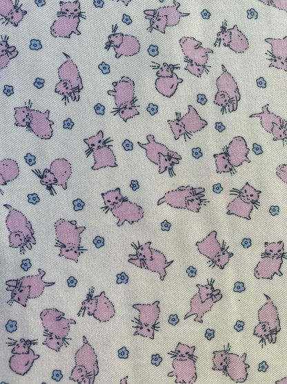100% Cotton - Pink/Cream - Kittens - 57"Wide - Sold By The Metre